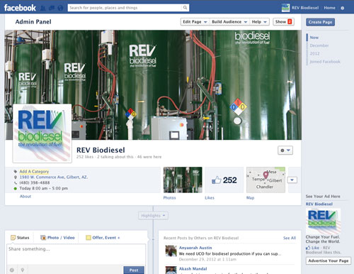 REV Biodiesel Facebook page