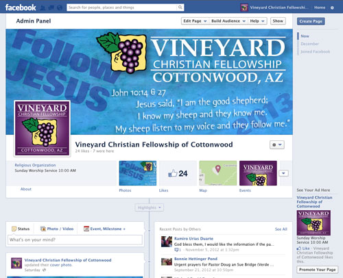 Vineyard Christian Fellowship Of Cottonwood Facebook page