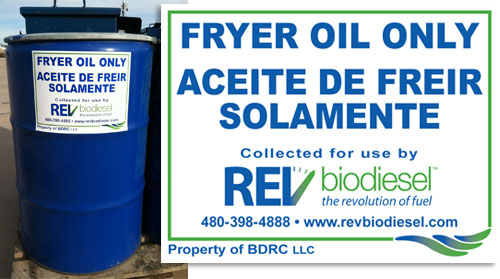 REV Oil Collection Barrel Label